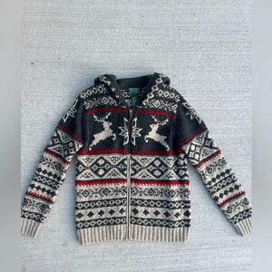 Lauren Ralph Lauren Gray and Red Knit Sweater